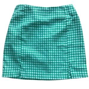 Gingham Love on a Hanger Green White Size 7 Preppy CottageCore Twee Mini Skirt